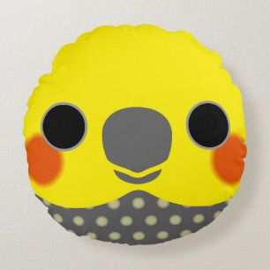 The face of a Pearl male cockatiel Round Pillow