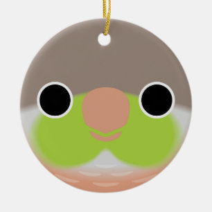 The face of a Pineapple Green-cheeked parakeet Ceramic Ornament