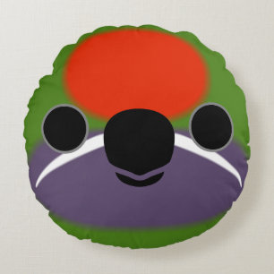 The face of a Plum-faced lorikeet Round Pillow