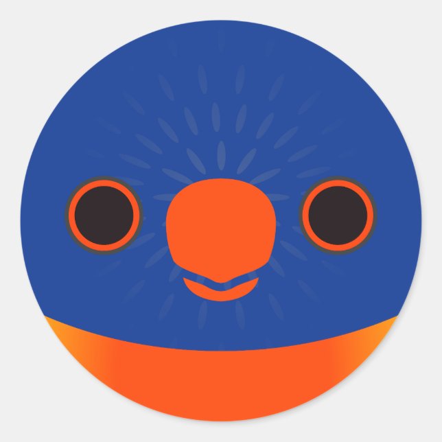 The face of a Rainbow Lorikeet Classic Round Sticker (Front)
