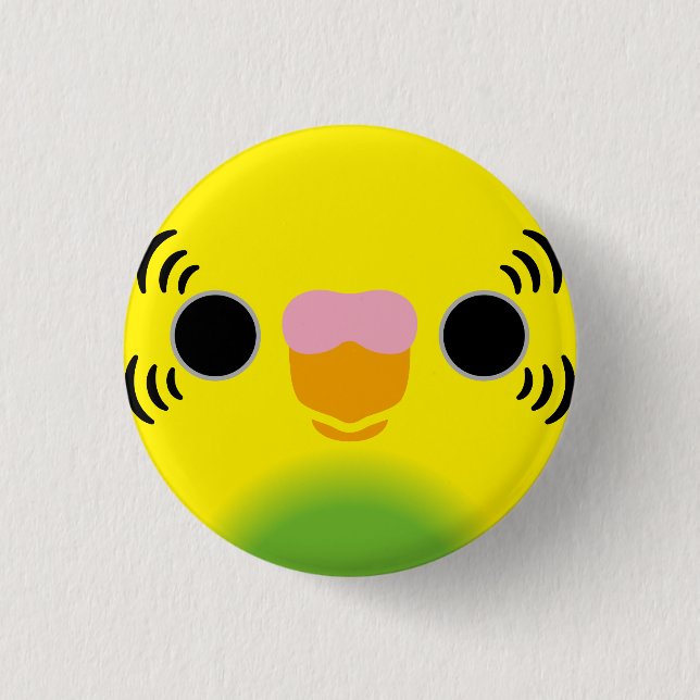 The face of a recessive pied budgie 1 inch round button (Front)