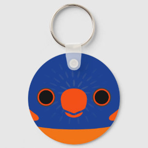 The face of a Red-collared lorikeet Keychain