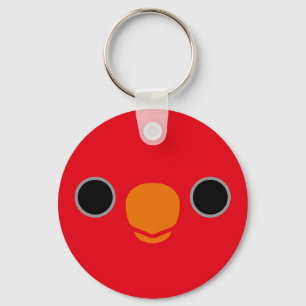 The face of a Red Lory Keychain