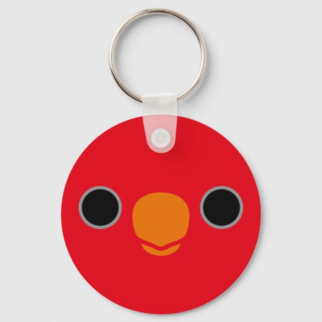 The face of a Red Lory Keychain (Front)