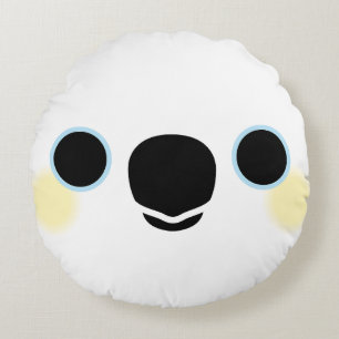 The face of a Sulphur-crested cockatoo Round Pillow