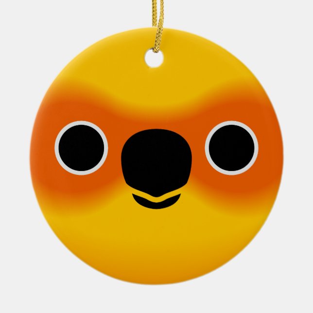 The face of a Sun Conure Ceramic Ornament (Front)