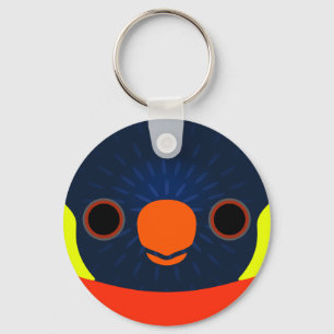 The face of a Sunset lorikeet Keychain