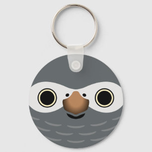 The face of a Timneh African Grey Parrot Keychain