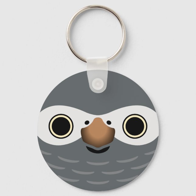 The face of a Timneh African Grey Parrot Keychain (Front)