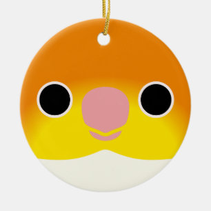 The face of a White-bellied Caique Ceramic Ornament