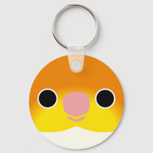 The face of a White-bellied Caique Keychain