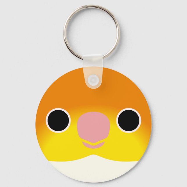 The face of a White-bellied Caique Keychain (Front)