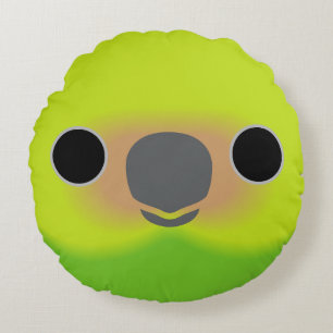 The face of a Yellow-capped pygmy parrot Round Pillow