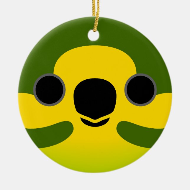 The face of a Yellow-eared parrot Ceramic Ornament (Front)