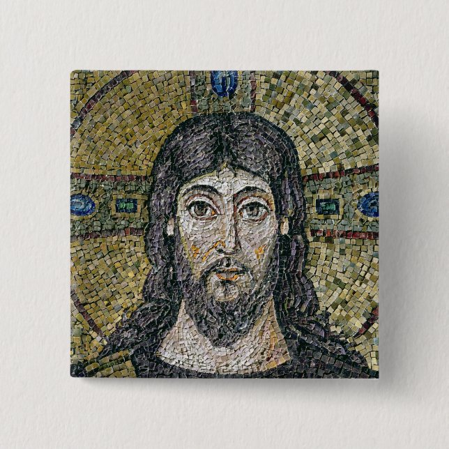 The face of Christ 2 Inch Square Button (Front)