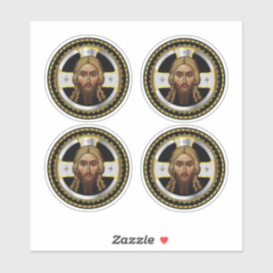 The Face Of Christ Orthodox Black Icon Sticker