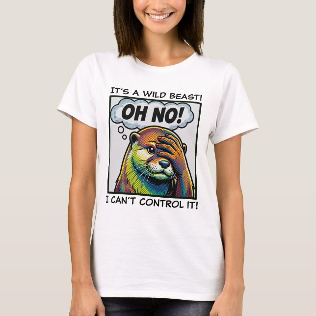 The Facepalming Otter: Exasperated Cute Animal T-Shirt (Front)