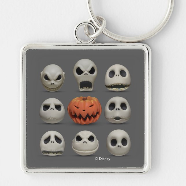 The Faces of Jack Skellington the Pumpkin King Keychain (Front)