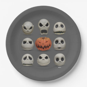 The Faces of Jack Skellington the Pumpkin King Paper Plate