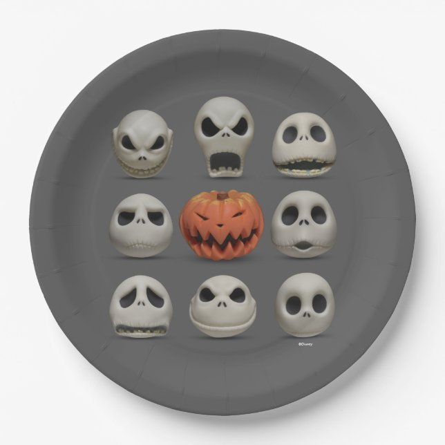 The Faces of Jack Skellington the Pumpkin King Paper Plate (Front)