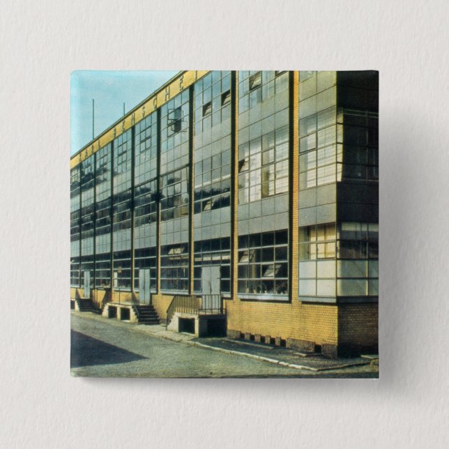 The Fagus Shoe Factory, designed by Walter Gropius 2 Inch Square Button (Front)