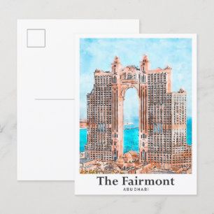 The Fairmont Abu Dhabi Watercolor Sketch Postcard