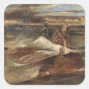 The Fairy and the Sea Serpent Square Sticker