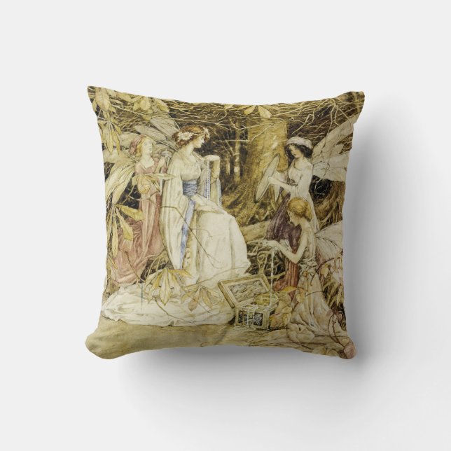 “The Fairy Jewels” Throw Pillow (Front)