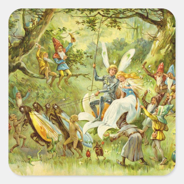 The Fairy Prince and Thumbelina Square Sticker (Front)