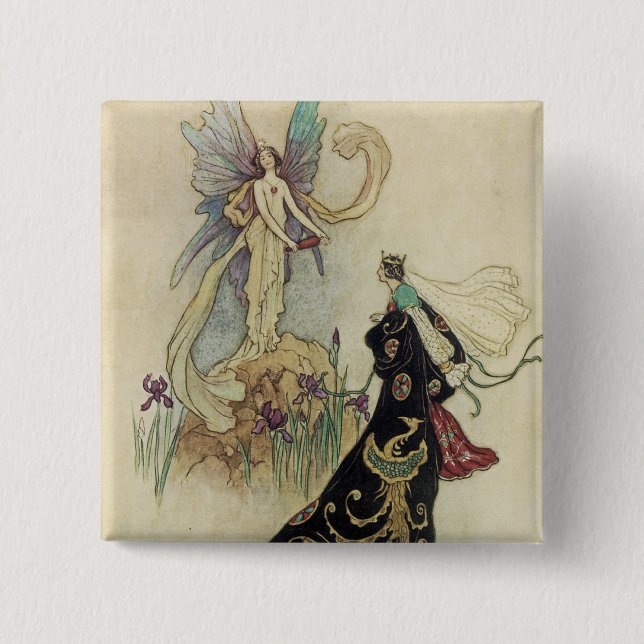The Fairy There Welcomed Her Majesty 2 Inch Square Button (Front)