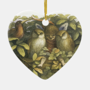 The Fairyland,1870 Fairy With Owls Ceramic Ornament