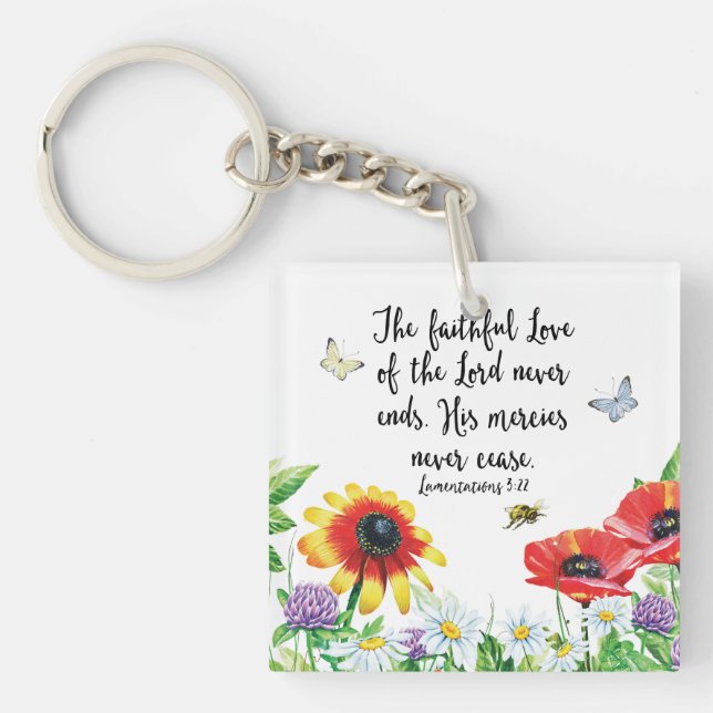 The Faithful Love of the Lord Never Ends Keychain (Front)