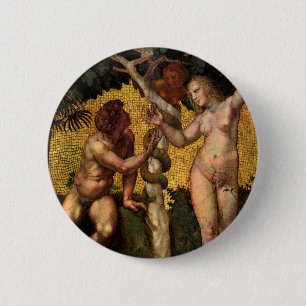 The Fall - Adam and Eve by Raphael Sanzio 2 Inch Round Button