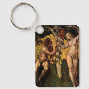The Fall - Adam and Eve by Raphael Sanzio Keychain