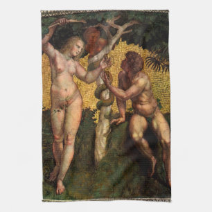 The Fall - Adam and Eve by Raphael Sanzio Kitchen Towel