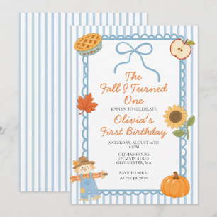 The Fall I Turned One Autumn 1st birthday Invitation