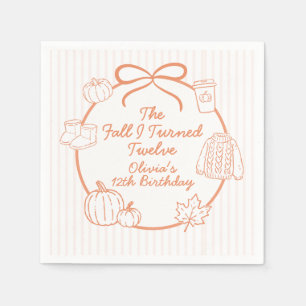 The Fall I Turned Twelve Autumn 12th Birthday Napkin