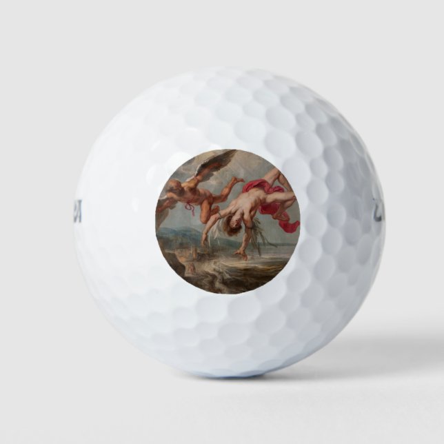 The Fall of Icarus (by Jacob Peter Gowy) Golf Balls (Front)