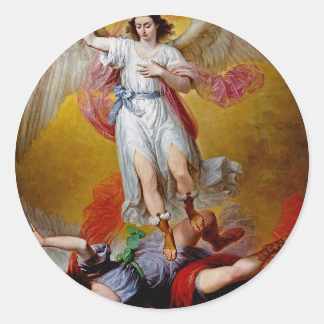 The fall of Lucifer by Antonio Maria Esquivel Classic Round Sticker (Front)