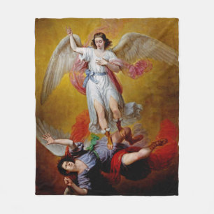 The fall of Lucifer by Antonio Maria Esquivel Fleece Blanket