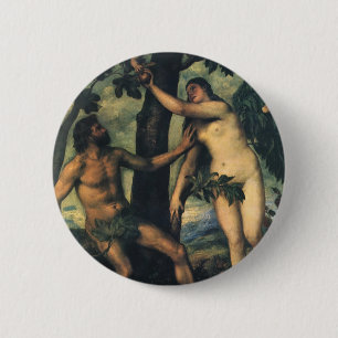 The Fall of Man; Adam and Eve by Titian 2 Inch Round Button