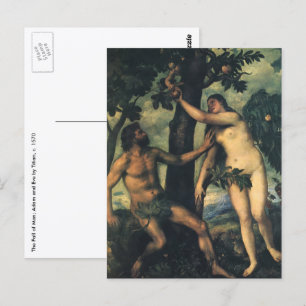 The Fall of Man; Adam and Eve by Titian Postcard