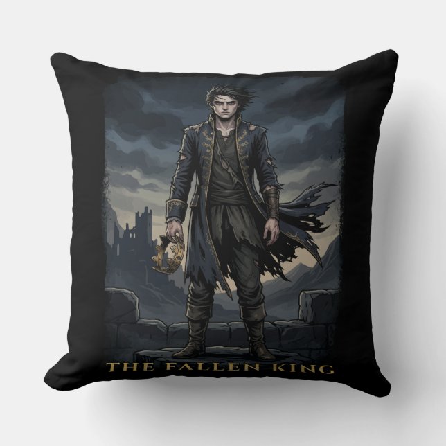The Fallen King Gothic Dark Fantasy Design Throw Pillow (Front)