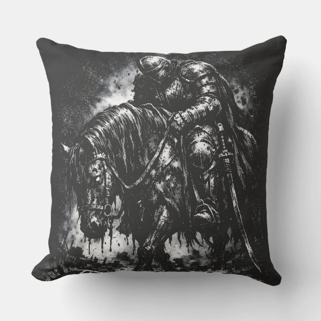 The Fallen Knight by BurnsInHell Throw Pillow (Front)