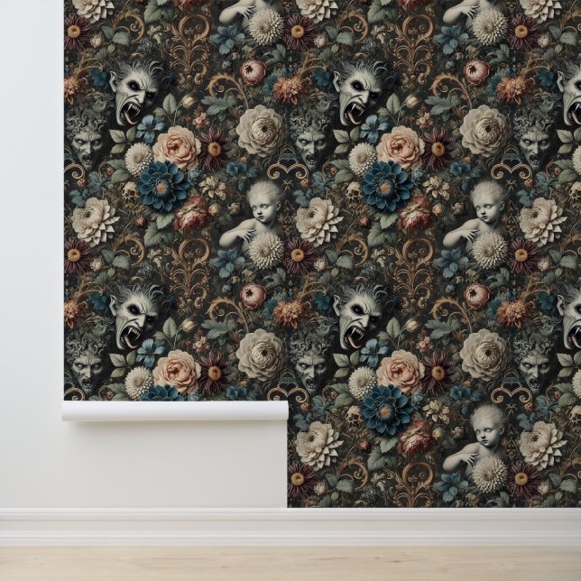The Fallen Nursery – Gothic Floral Design Wallpaper (Application)