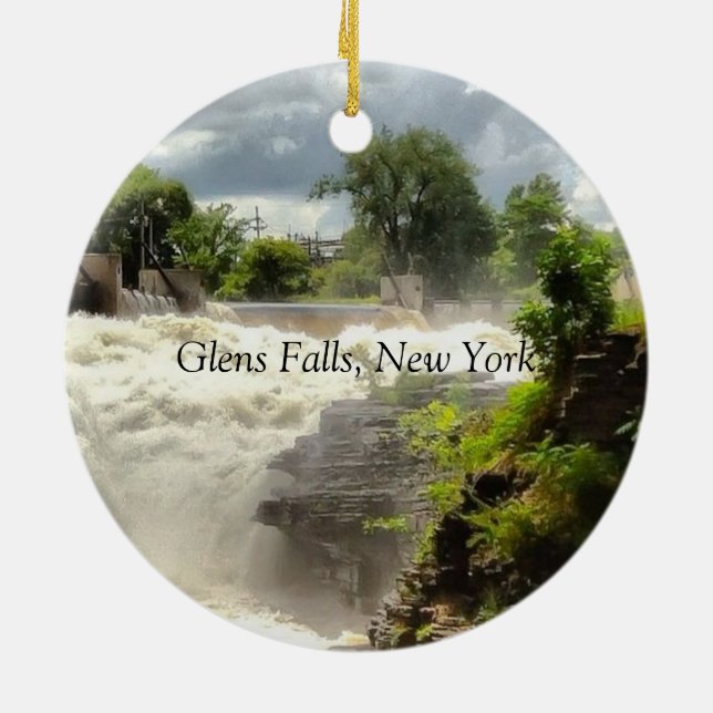 The Falls at Glens Falls Ceramic Ornament (Back)