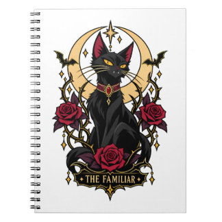 The Familiar Gothic Black Cat Crescent Moon Notebook