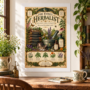 The Family Herbalist Vintage Botanical Apothecary Poster