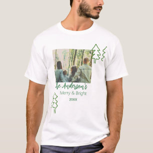 The family name green Christmas tree photo modern T-Shirt