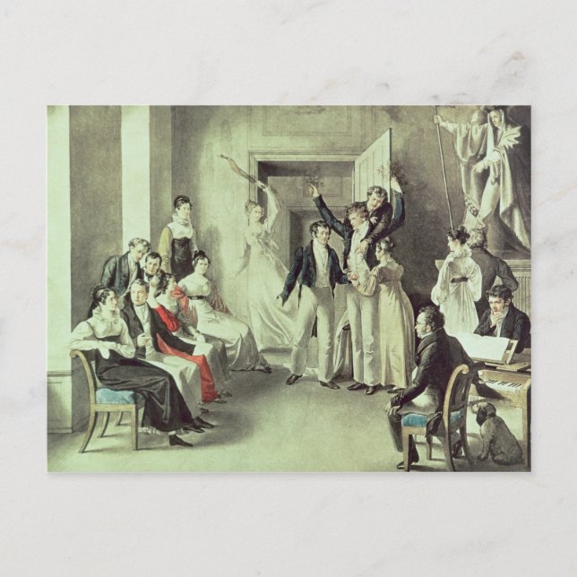 The family of Franz Peter Schubert  playing games Postcard (Front)